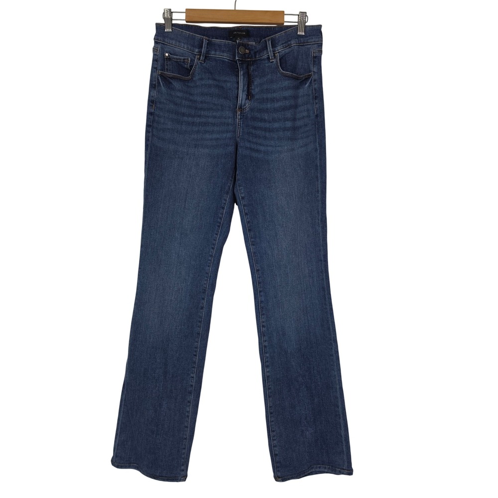 Ann Taylor The Slim Boot Jeans Women's 10 Tall Medium Wash Stretch Bootcut Denim